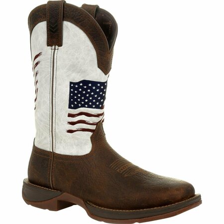DURANGO Rebel by Distressed Flag Embroidery Western Boot, BAY BROWN/WHITE, W, Size 11 DDB0312